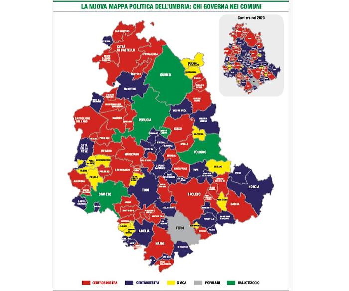 Umbria, la nuova mappa politica della regione: così le elezioni hanno colorato la regione
